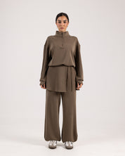 Wrap-Over Sweatpants - Saddle Brown