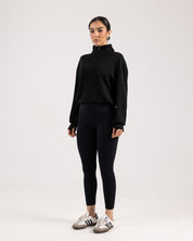 Adjustable Half-Zip Sweatshirt - Black